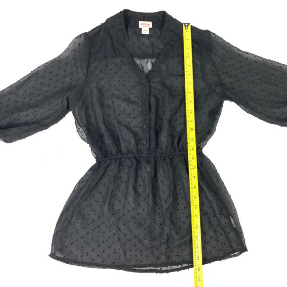 3/$25 Mossimo Sheer Black Mesh Peplum Blouse XS - Picture 7 of 8
